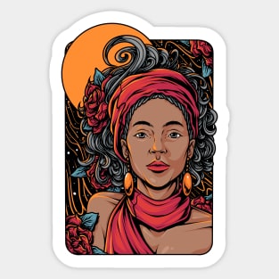 Black Woman Portrait Art Sticker